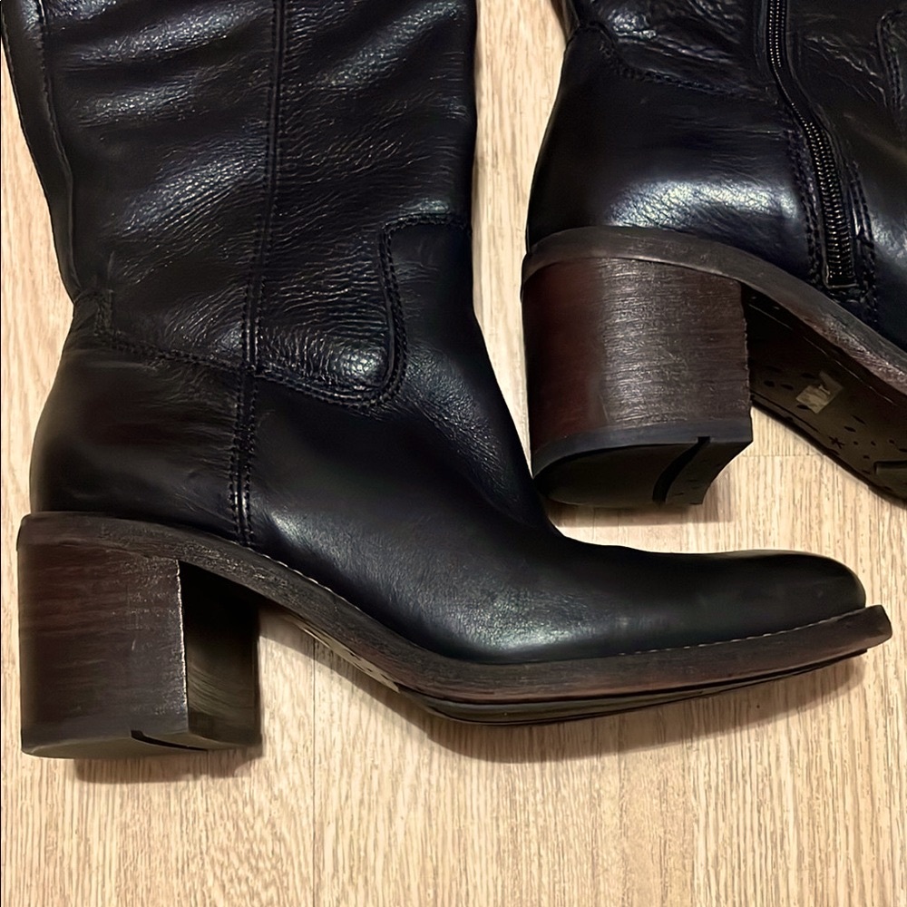Franco Sarto Black Leather Knee-High Boots - Size 10 - Picture 2 of 10